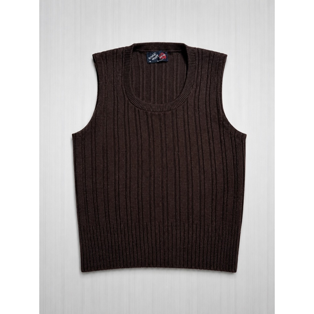 Vintage 70s Grubb Stuff Robert Bruce Sweater Vest Men's M Brown Rib Knit USA